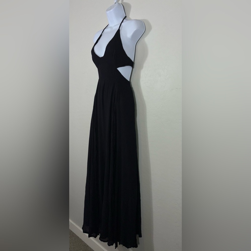 NWT Free People Lille Sheer Gauzy Halter Neckline Maxi Dress Bell‎ accents XS - Picture 5 of 10